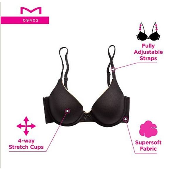 Brand New Maidenform Women's Size 36D 4 Way Stretch Cup Bra Black - Picture 2 of 8